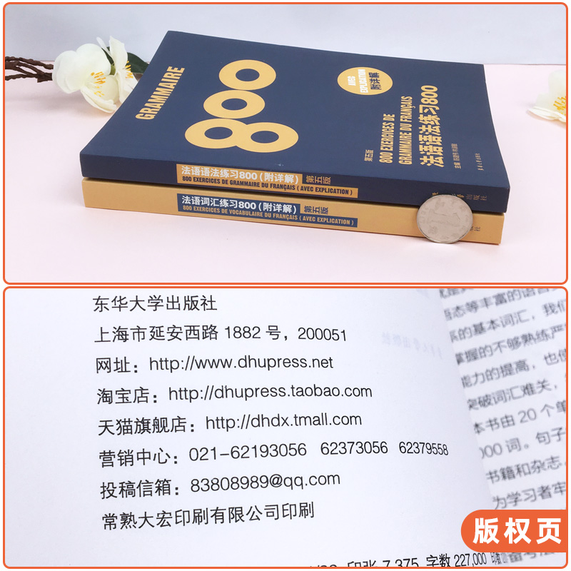 法语词汇练习800+法语语法练习800 第五版 全2册 法语专四单词法语语法词汇法语四级词汇公共四级TEFTCF 法语自学入门教材法语阅读 - 图1