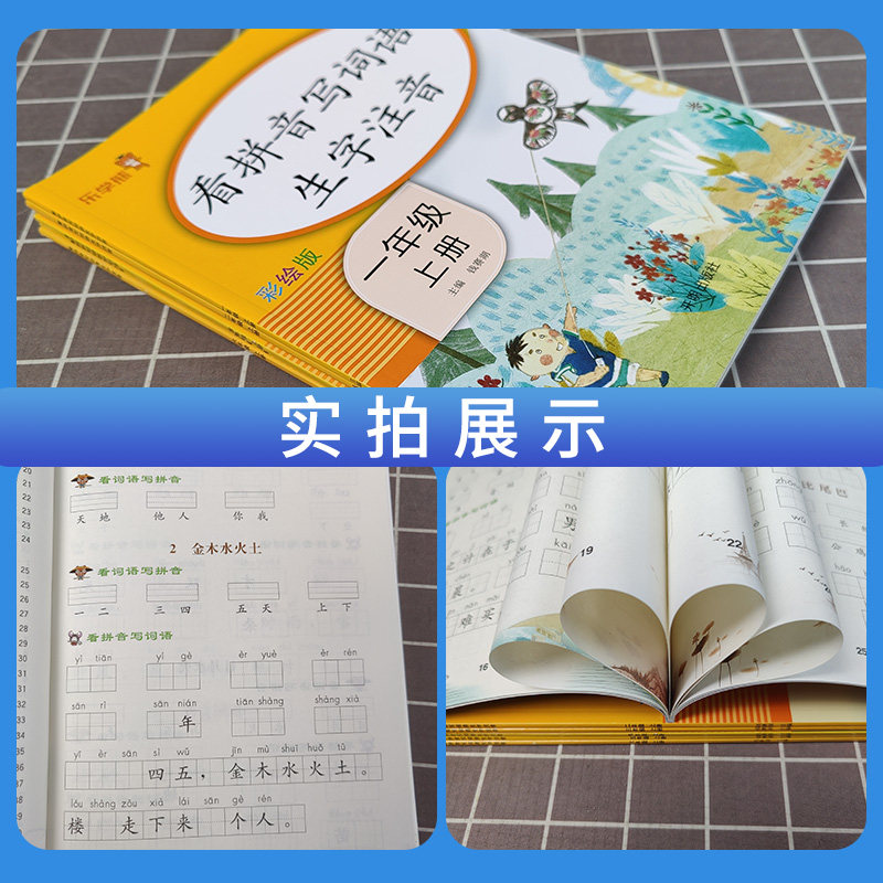 看拼音写词语生字注音一年级二三四五六年下册上册寒假作业语数同步练习册人教版小学生语文教材拼读字词同步默写能手专项训练书