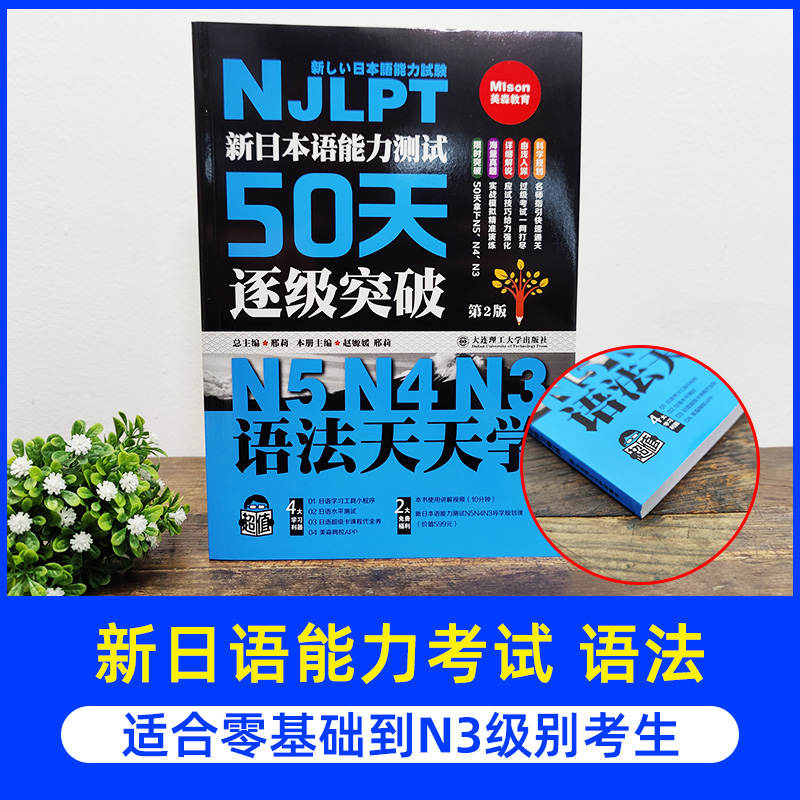 新日本语能力测试50天逐级突破 N5N4N3语法天天学第二版第2版日语三级四级五级语法训练日语考试辅导书日语初级自学教材-图1