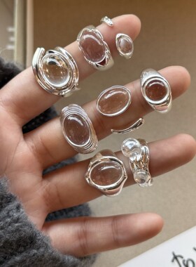 Gary的宝藏陌然韩版个性人造水晶戒指时尚百搭开口极简ins风欧美