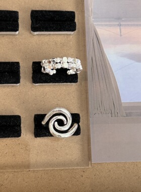 陌然欧美饰品厚银电镀个性小众极简设计感戒指跨境时尚百搭金属