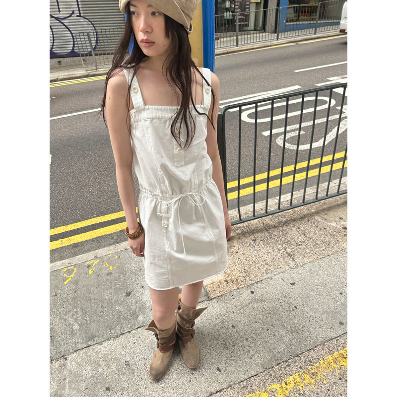 【清仓】UNRETRO【半开衫设计感】复古辣妹风抽绳背带连衣裙女夏