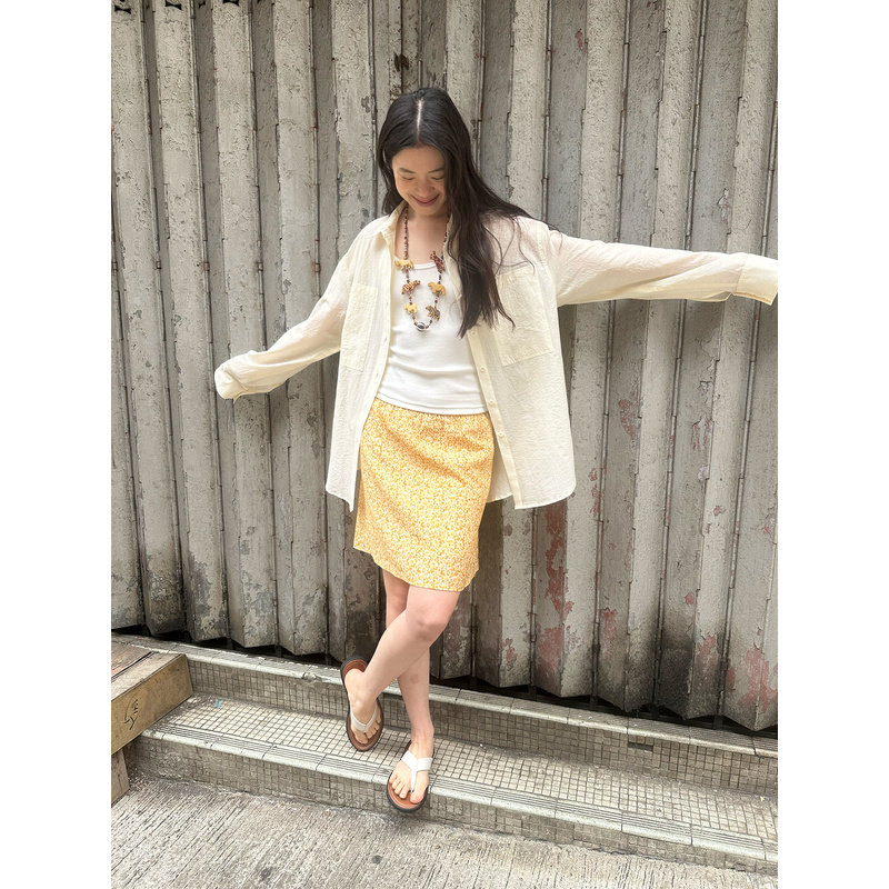 【清仓】UNRETRO 微皱肌理感复古宽松薄款透气中长款防晒长袖衬衫