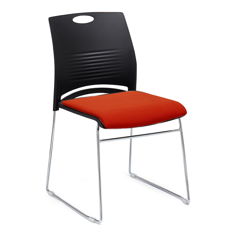 办公椅培训椅简约塑料椅叠落会议椅靠背椅洽谈椅实心钢脚电脑椅子 - 图0