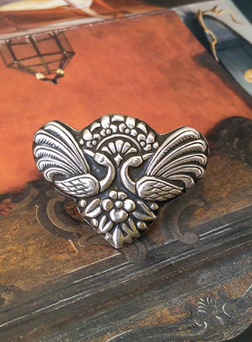 纯银民族风立体浮雕孔雀戒指