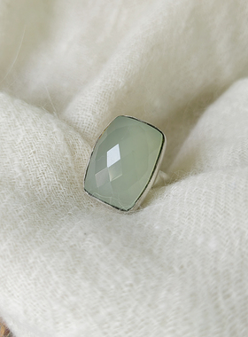 925银蓝玉髓长方形女士戒指