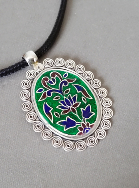 印度纯银民族风莲花纹吊坠现货