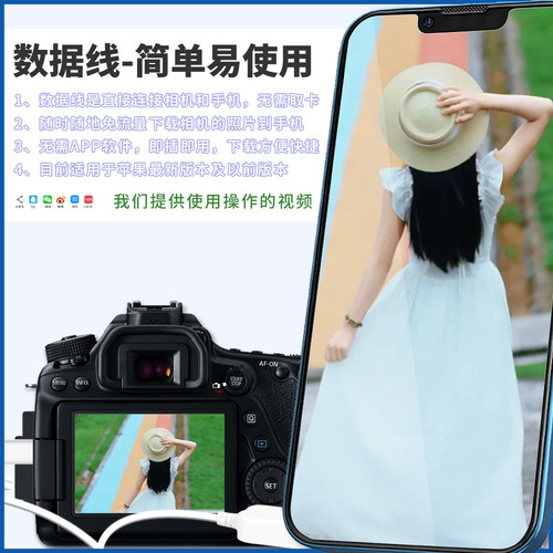 振发 适用于苹果手机连接佳能IXUS卡片CCD相机OTG转接头60 70 100 130 220 200 210IS内存读卡器直传器数据线 - 图1