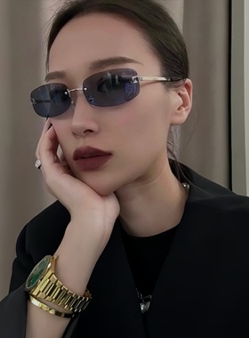 韩版ins复古Y2K无框黑色中古墨镜