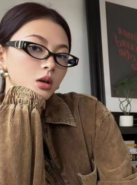 欧美法式黑框眼镜凹造型猫眼小框