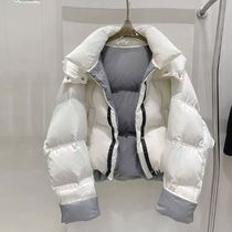90 white duck suede Two sides wearing bump color down clothes Winter woman short style winter clothing jacket 2023 new dress and hat bread suit