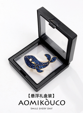 蓝色钻石鲸鱼胸针奢华珍珠别针