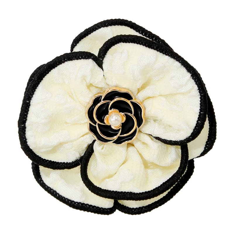 小香风珍珠山茶花手工布艺胸针气质双层花朵别针轻奢连衣裙配饰品 - 图3