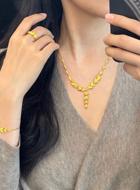 金枝玉叶项链套装沙金仿真金金店同款婚嫁订婚结婚假三金五金首饰