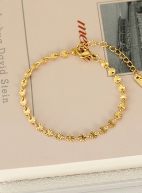 金色碎冰冰手链女钛钢不掉色小众设计感高级轻奢气质锁骨链手饰