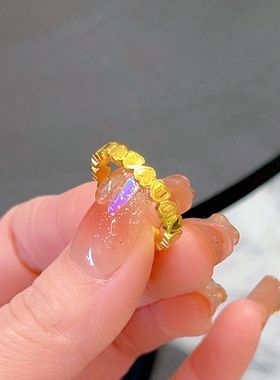 爱心满圈戒指女钛钢不掉色洗澡不用摘轻奢小众设计桃心食指指环