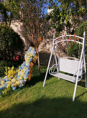 户外仿真大提琴创意双人秋千摆件