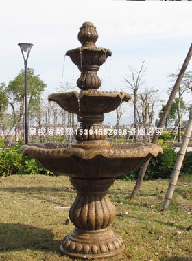欧式风落地多层喷泉庭院水景景观