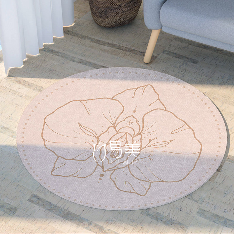 奶油风轻奢圆形地毯疗愈系列美容会所大厅装饰防滑地面装饰产康店
