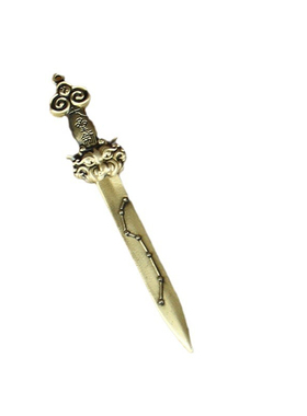 纯黄铜八卦剑小铜剑家居客厅玄关装饰品工艺品纯黄铜七星宝剑摆件