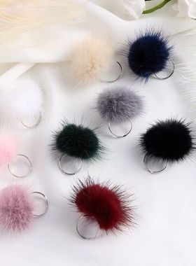 韩版学生毛球开口配饰戒指