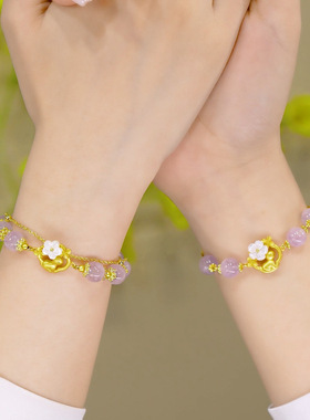 月桂兔紫水晶手链女ins小众设计高级感新款玉桂兔手串送女友礼物