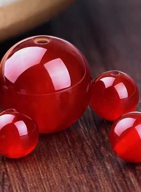 天然红玛瑙散珠单珠红色圆珠串珠子手工DIY饰品佛珠隔珠手链项链