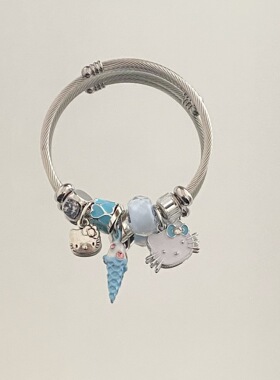 跨境韩版小清新可爱猫森系学生闺蜜不锈钢钛钢手镯手链女手串手环