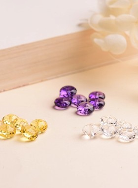 白水晶盘珠紫水晶黄水晶盘珠散珠 diy配珠 隔珠水晶珠子手链