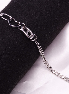 IMI爱心手链男女同款钛钢ins小众设计桃心拼接网红情侣手饰YL373