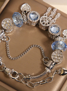 潘家风格蓝色琉璃珠手链女轻奢小众精致捕梦网手串送学生闺蜜礼物