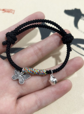 新中式ins铃铛蝴蝶手绳红绳保平安简约学生送闺蜜情侣款手链礼物