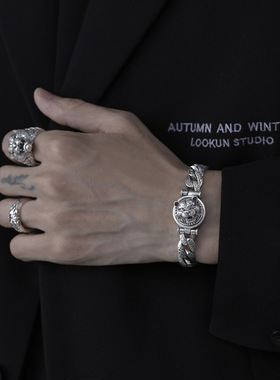 翔栩复古个性唐草转动本命年虎手链男潮男士老虎生肖大气粗狂