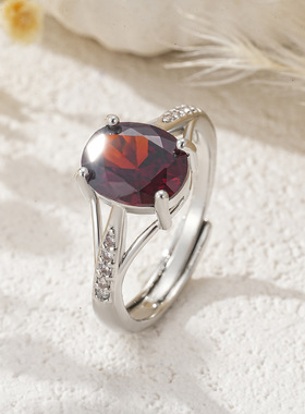 宫廷风彩宝锆石可调活口戒指