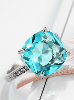 欧美爆款黄色方形锆石女士戒指