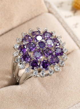 欧美设计感花朵锆石戒指奢华