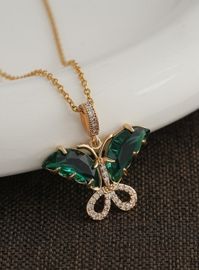 轻奢气质水晶蝴蝶项链个性时尚女