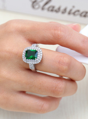 欧美轻奢碧玺锆石女士戒指