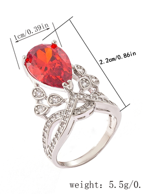 欧美风时尚个性皇冠水滴戒指优雅