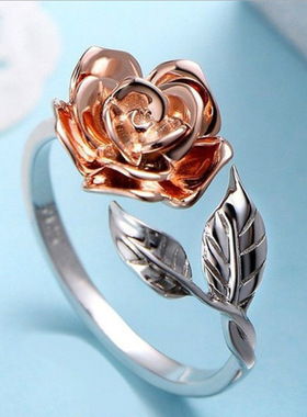 依嫁稔欧美创意开口戒指指环女锆石饰品几何蛇形情侣个性玫瑰金