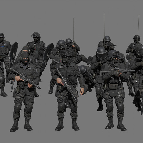 Blender素材模型资产SWAT特殊武器与战术部队反恐精英3D人物警察 - 图2