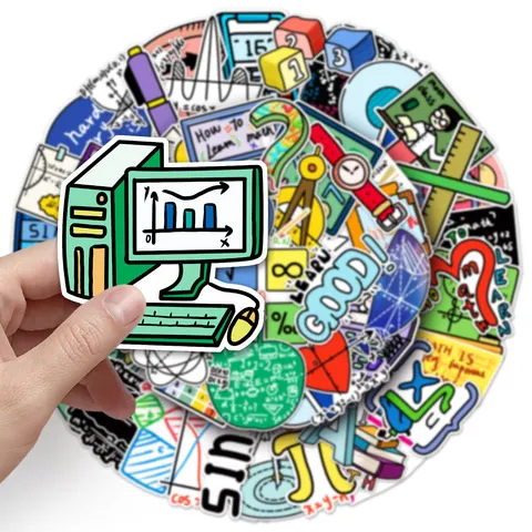 可数学可爱手账原创滴胶卡通手绘贴纸不卡张侵权礼品50公式咕防水 - 图0