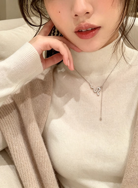 钛钢不掉色满钻灵蛇流苏项链小众