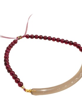 爆款紫牙乌石榴石手链灰玛瑙拼接手镯高级设计感编织手饰