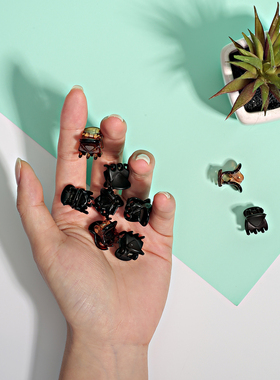 迷你碎发黑色高马尾固定神器发夹