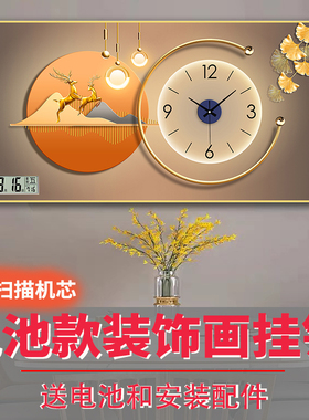装饰画客厅日历静音挂钟