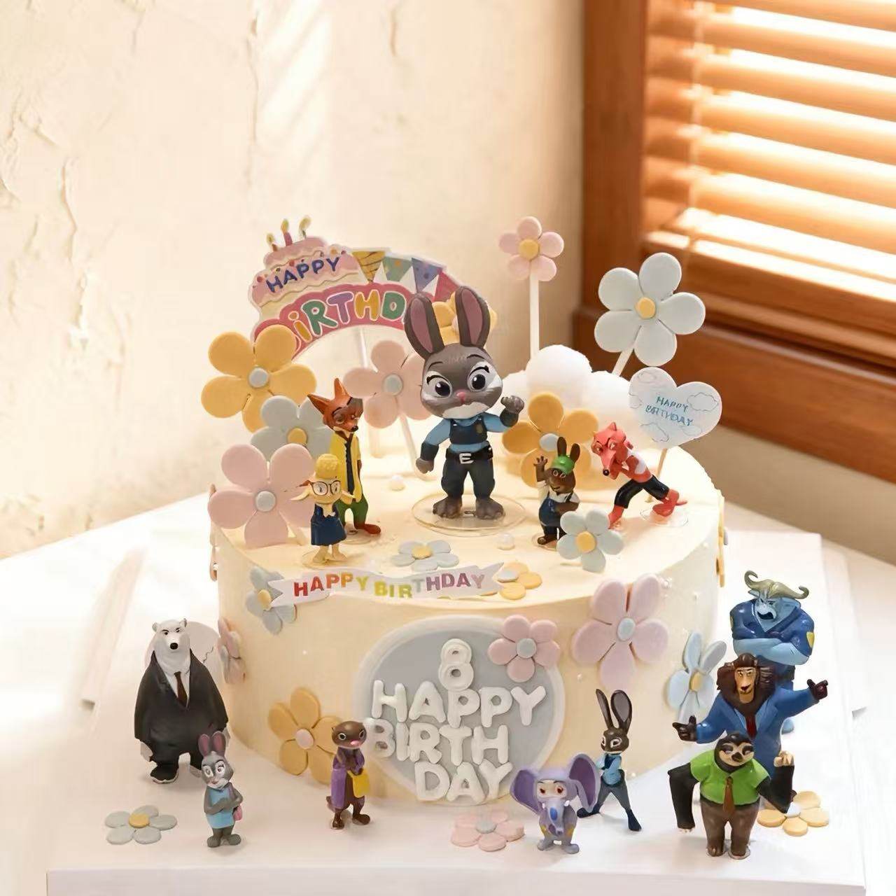 网红疯狂动物园蛋糕装饰摆件朱迪尼克儿童生日派对烘焙装扮插件,淘宝优惠券,粉丝福利购,淘宝优惠卷