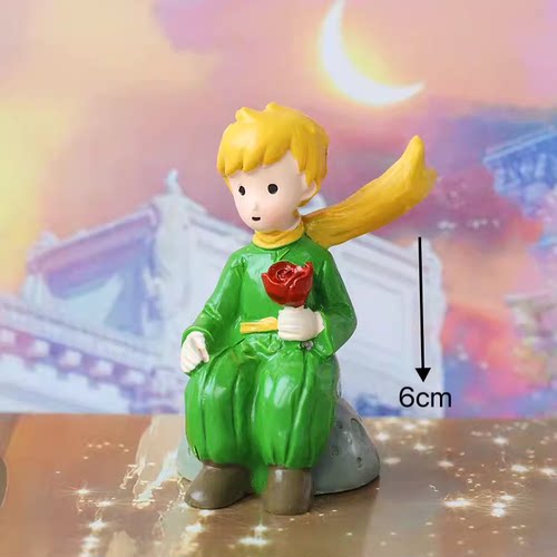 小王子蛋糕装饰摆件树脂站姿拿玫瑰花情人节七夕网红生日烘焙配件 - 图1