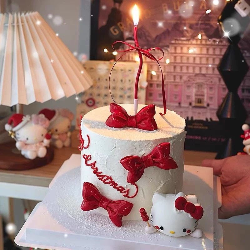 新年HelloKitty蝴蝶结跨年夜蛋糕装饰亮面涤纶红丝带曲线蜡烛插件,淘宝优惠券,粉丝福利购,淘宝优惠卷