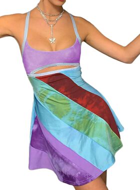 2024 New Women’s Casual Sweet Suspender A-line Dress Fashio